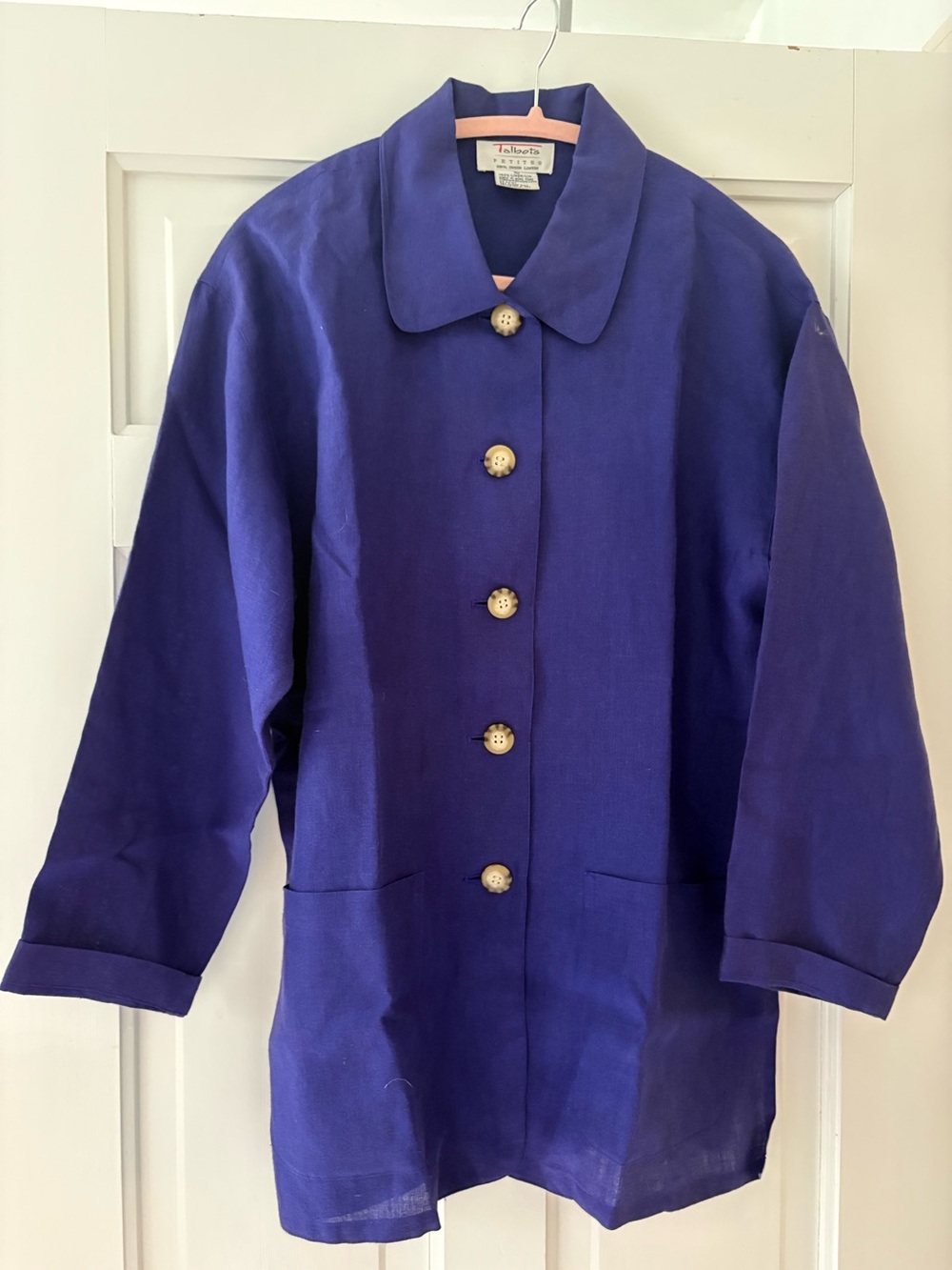 Talbots Purple Linen Button Front Jacket